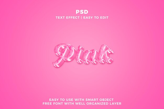Estilo de efecto de texto editable 3d rosa con fondo