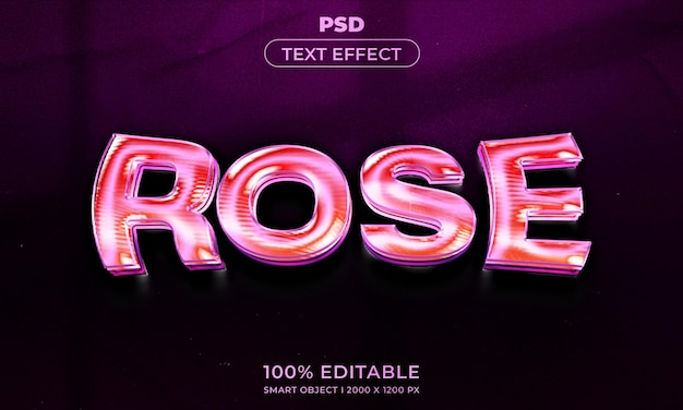 Estilo de efecto de texto editable 3d rosa con fondo