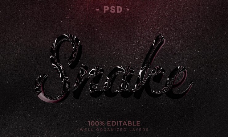 PSD estilo de efecto de texto editable 3d de serpiente con fondo