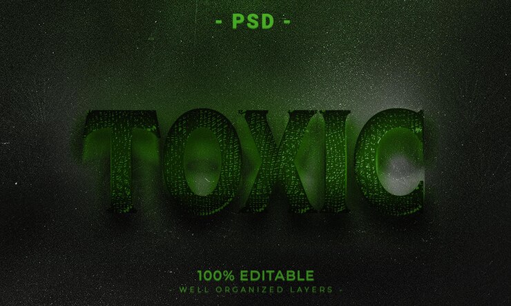 PSD estilo de efecto de texto editable 3d tóxico con fondo