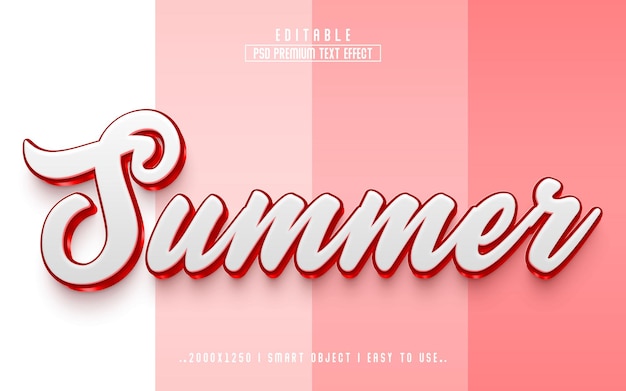 Estilo de efecto de texto editable 3d de verano con fondo premium