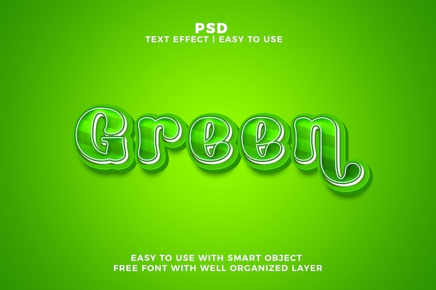 Estilo de efecto de texto editable 3D verde psd con fondo
