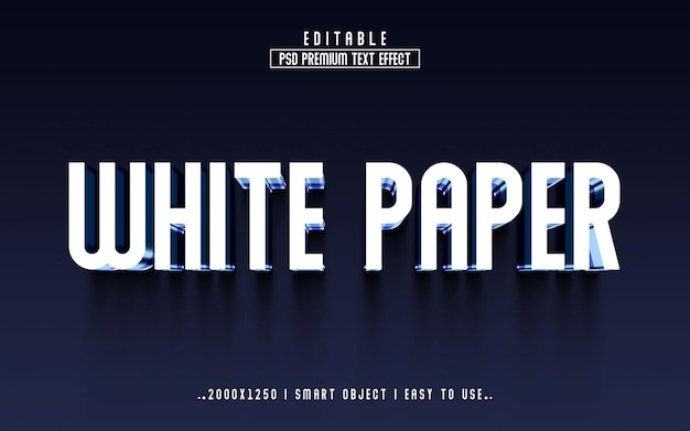 Estilo de efecto de texto editable en 3D de White Paper