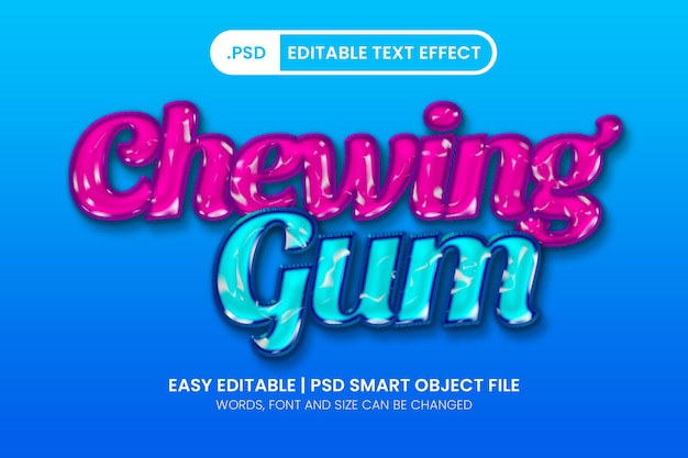 Estilo de efecto de texto editable brillante de chicle PSD