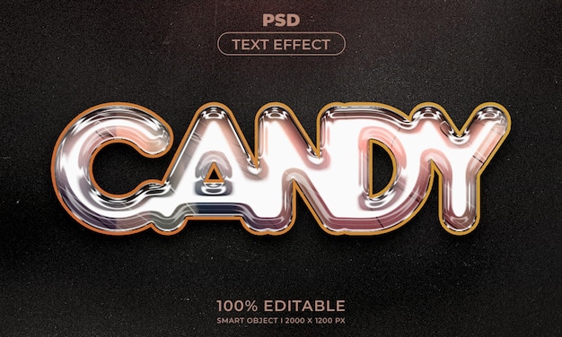 Estilo de efecto de texto editable Candy 3d con fondo