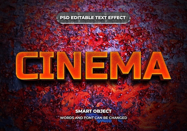 PSD estilo de efecto de texto editable de cine 3d