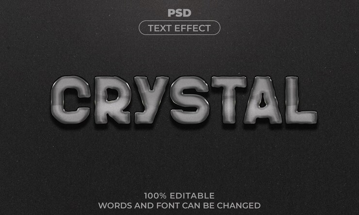 PSD estilo de efecto de texto editable crystal 3d con fondo