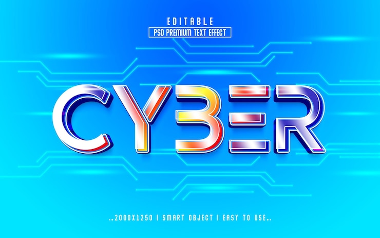 PSD estilo de efecto de texto editable cyber 3d con fondo premium