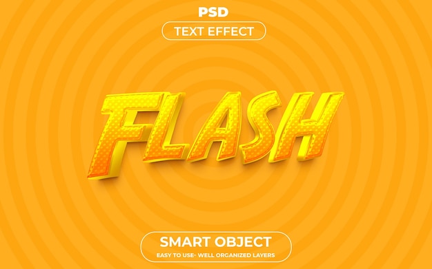 Estilo de efecto de texto editable Flash 3d Plantilla psd premium con fondo