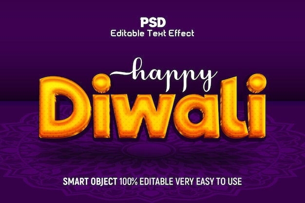 PSD estilo de efecto de texto editable happy diwali psd 3d