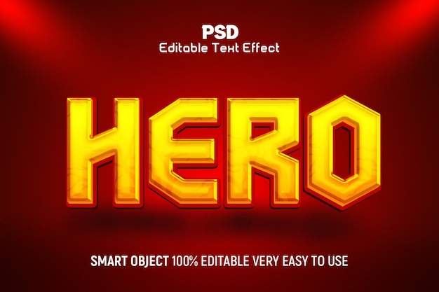 Estilo de efecto de texto editable Hero Psd 3D