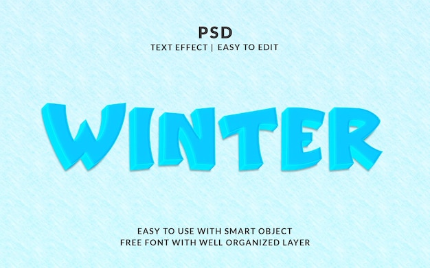 Estilo de efecto de texto editable de invierno 3d psd