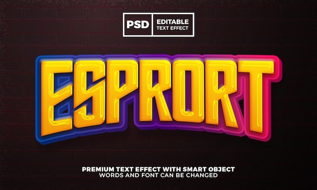 Estilo de efecto de texto editable del logo de esport