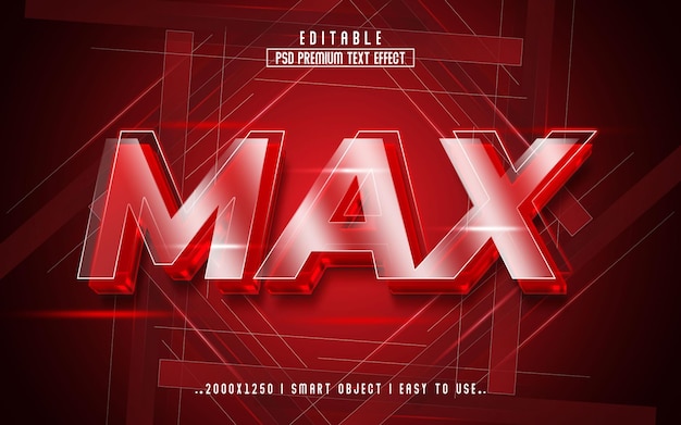 PSD estilo de efecto de texto editable max 3d con fondo premium