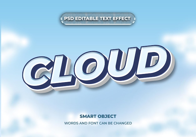 Estilo de efecto de texto editable en la nube 3d