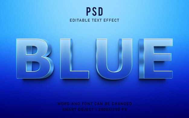 PSD estilo de efecto de texto editable psd azul