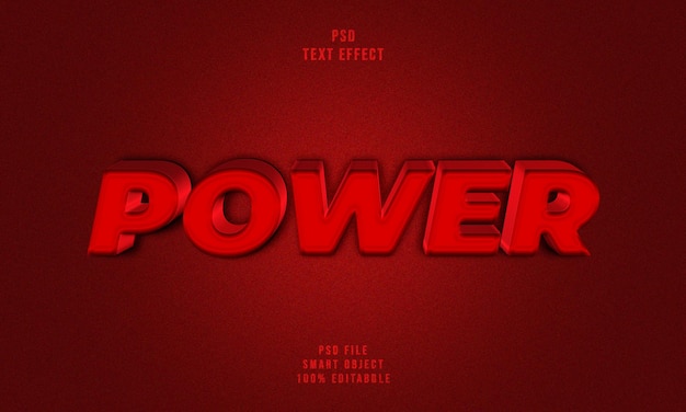 Estilo de efecto de texto editable de PSD power 3d