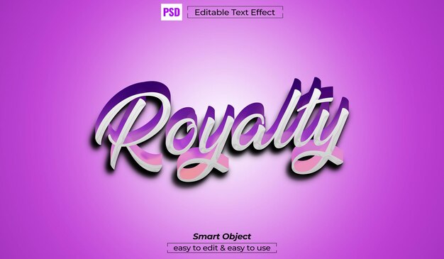 Estilo de efecto de texto editable de realeza psd 3D