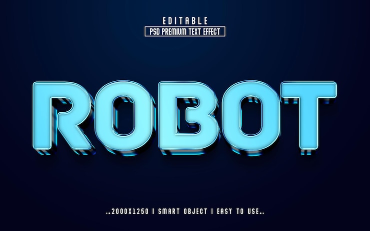 PSD estilo de efecto de texto editable robot 3d con fondo premium
