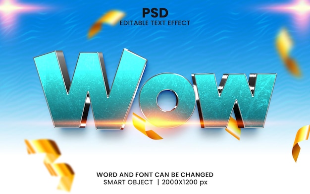 Estilo de efecto de texto editable Wow 3d