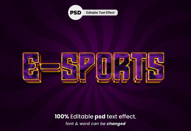 PSD estilo de efecto de texto de juegos 3d de deportes electrónicos