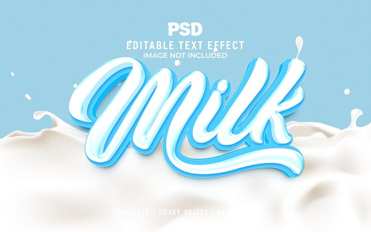 PSD estilo de efecto de texto de leche de psd editable en 3d