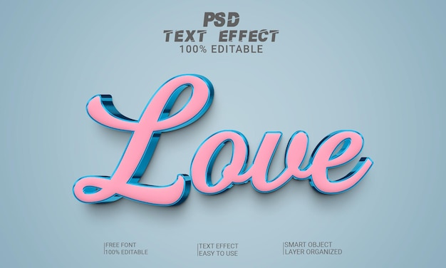 El estilo de efecto de texto Love 3d