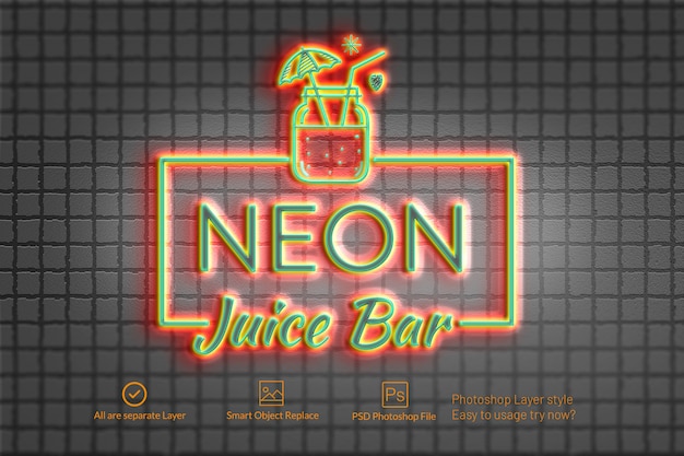 Estilo de efecto de texto de luz de neón