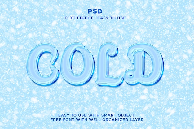 Estilo de efecto de texto de Photoshop 3D editable en frío psd con fondo