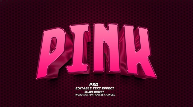Estilo de efecto de texto Photoshop 3D editable rosa con fondo