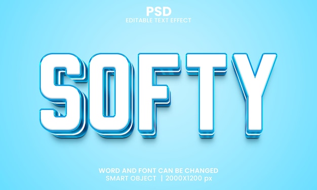 PSD estilo de efecto de texto de photoshop editable 3d azul suave con fondo moderno