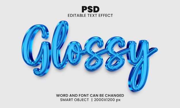 Estilo de efecto de texto de photoshop editable en 3d brillante con fondo moderno