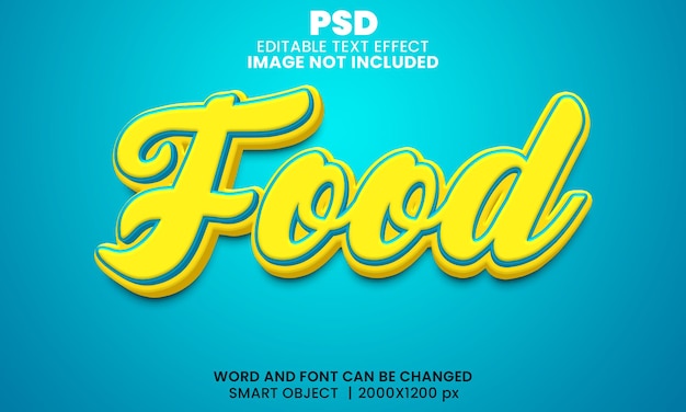 PSD estilo de efecto de texto de photoshop editable en 3d de comida con fondo moderno
