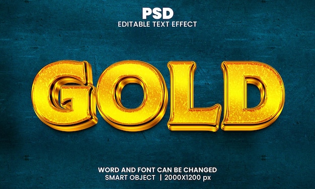 PSD estilo de efecto de texto de photoshop editable en 3d dorado con fondo moderno