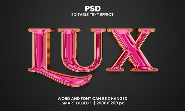 PSD estilo de efecto de texto de photoshop editable 3d de lux chrome con fondo