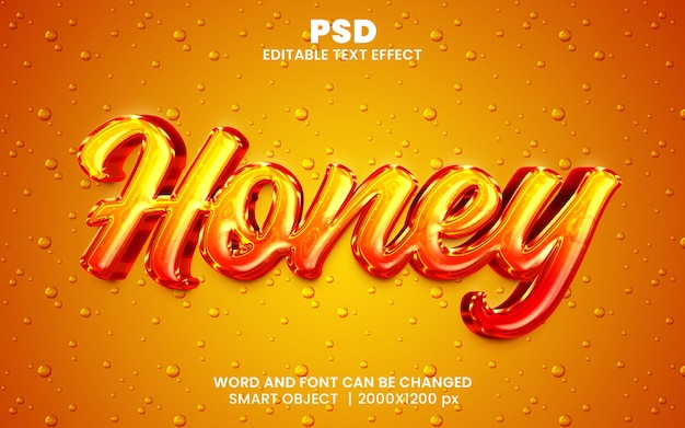 PSD estilo de efecto de texto de photoshop editable 3d de miel con fondo