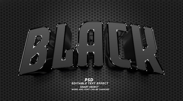 Estilo de efecto de texto de photoshop editable en 3d negro con fondo