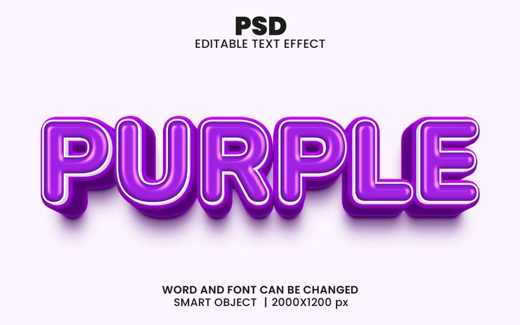 PSD estilo de efecto de texto de photoshop editable 3d púrpura con fondo