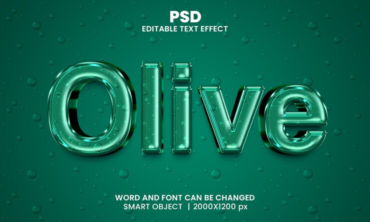 PSD estilo de efecto de texto de photoshop editable 3d verde oliva con fondo