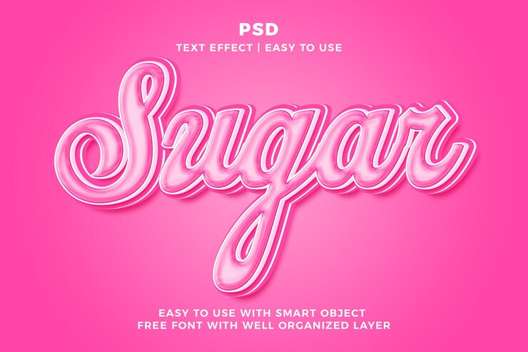 PSD estilo de efecto de texto de photoshop editable en azúcar 3d psd con fondo