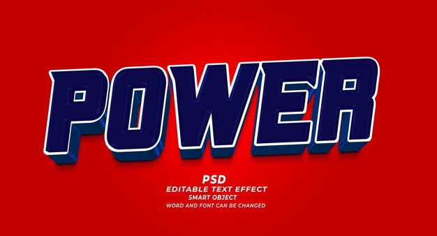 PSD estilo de efecto de texto de photoshop editable power 3d con fondo premium