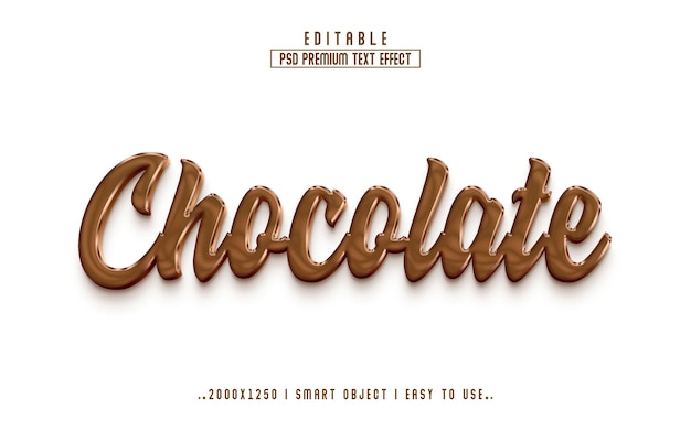 Estilo de efecto de texto premium realista 3d de chocolate con fondo