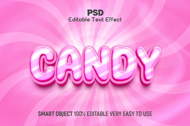 Estilo de efecto de texto PSD 3D editable de dulces