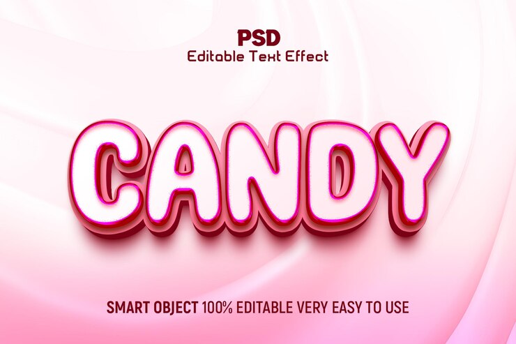 PSD estilo de efecto de texto psd 3d editable de dulces