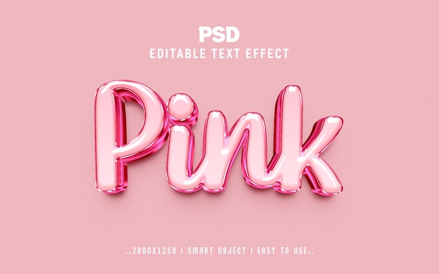 Estilo de efecto de texto psd 3d editable en rosa