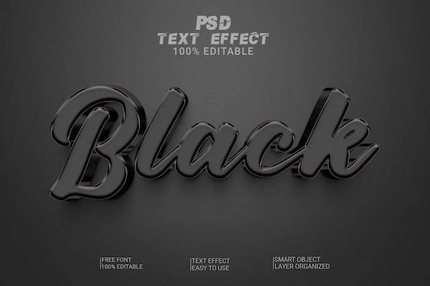 Estilo de efecto de texto PSD 3d negro