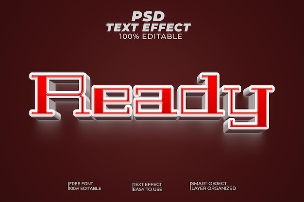 Estilo de efecto de texto PSD editable en 3D listo