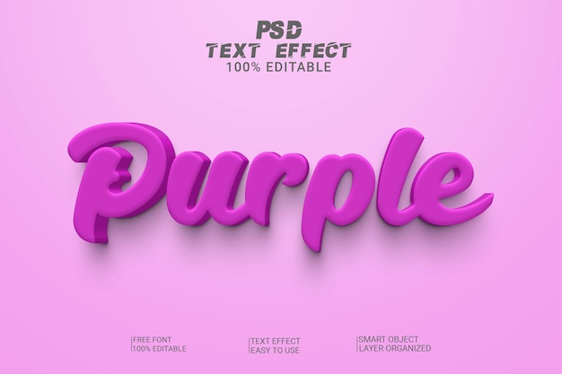 Estilo de efecto de texto psd púrpura 3d editable