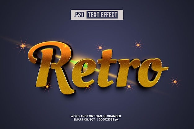 PSD estilo de efecto de texto psd retro 3d