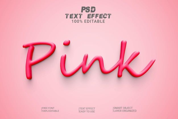 Estilo de efecto de texto psd rosa 3d